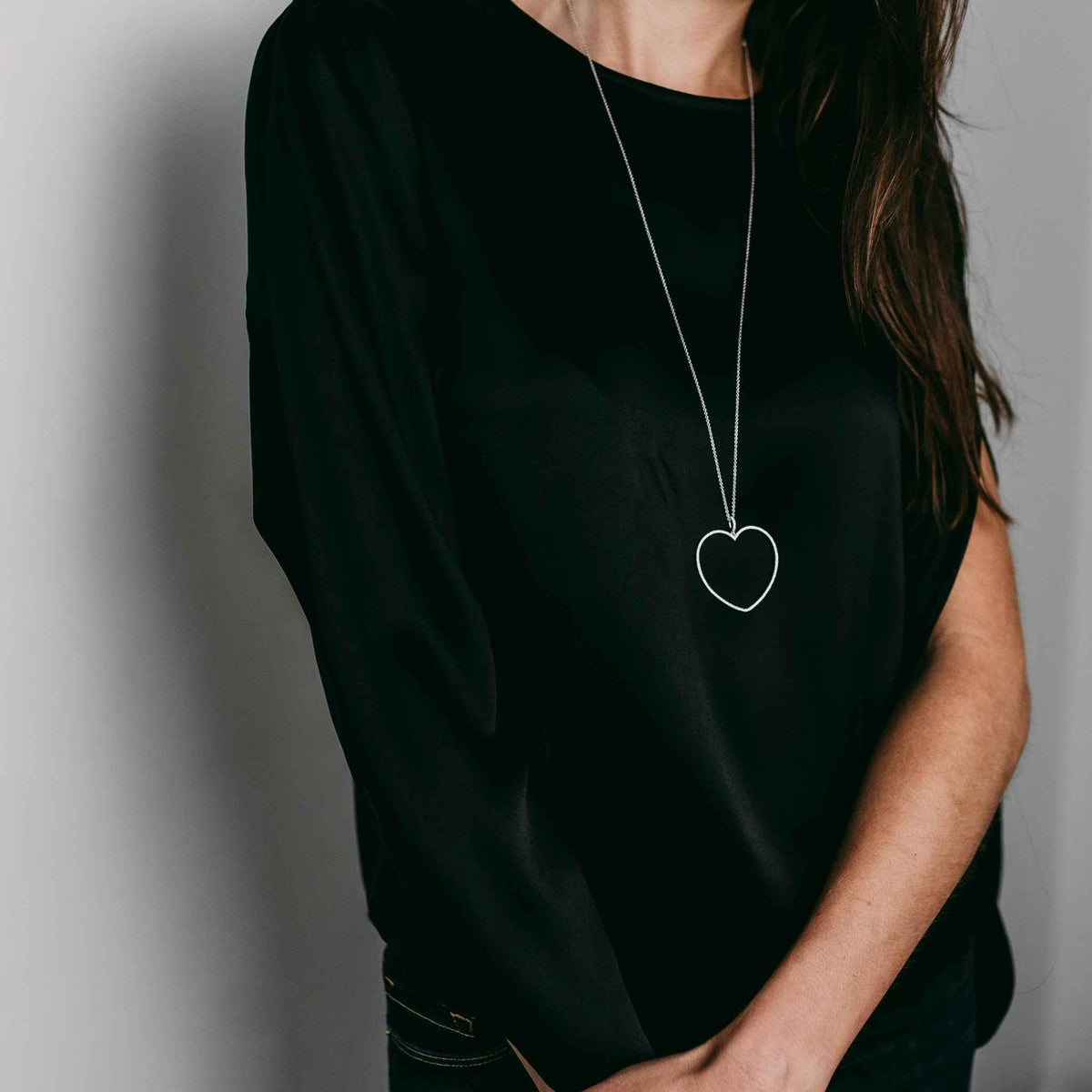 Pave Diamond Heart Necklace