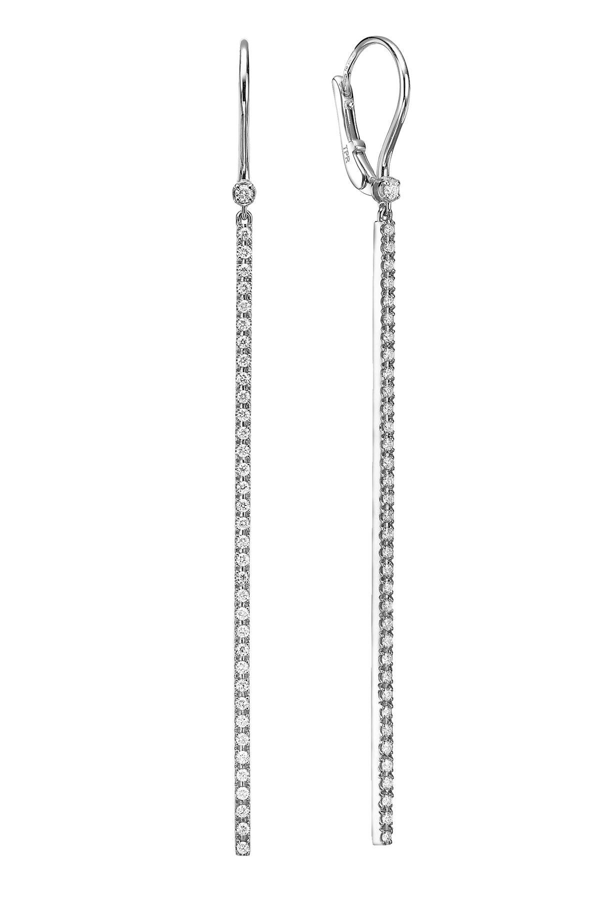 Packshot - Long Diamond bar Earrings white gold 18K
