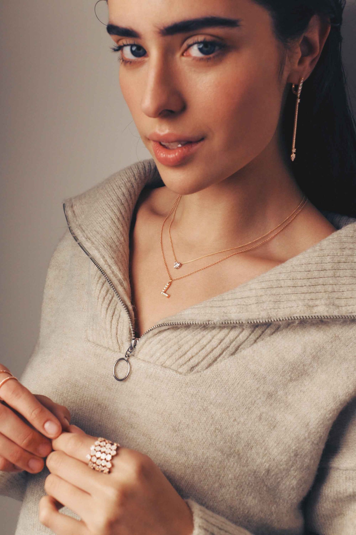 Large Diamond Initial Necklace