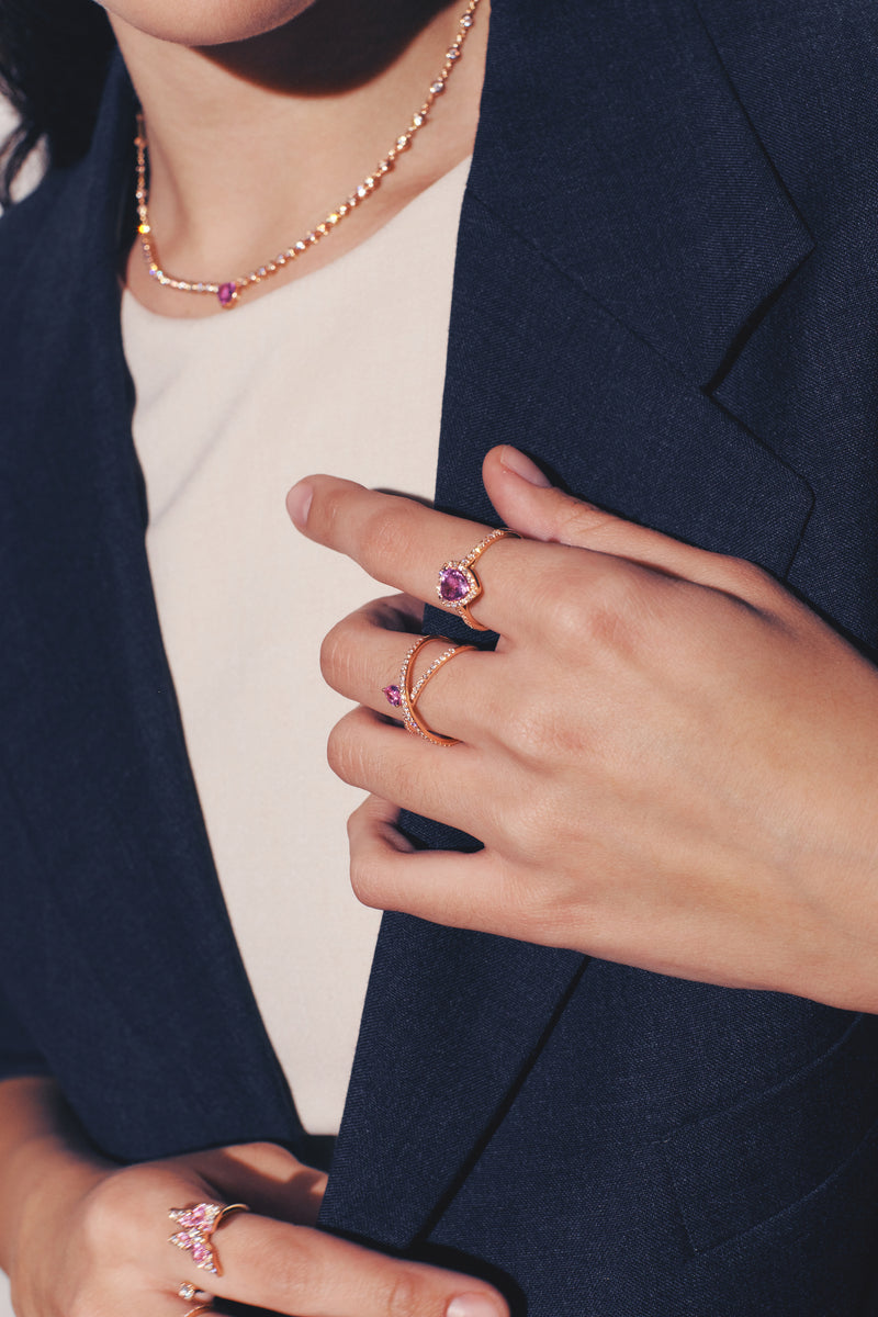 Pink Sapphire Heart diamond ring
